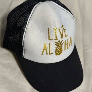 Live Aloha Trucker Hat - Black and Gold